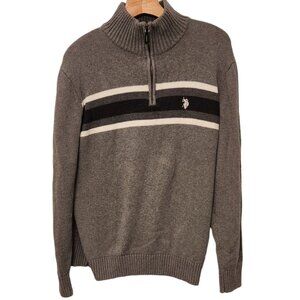 U.S. Polo Assn. Sweater Long Sleeve 1/4 Zip Outdoors Knit Pony Mens Medium EUC